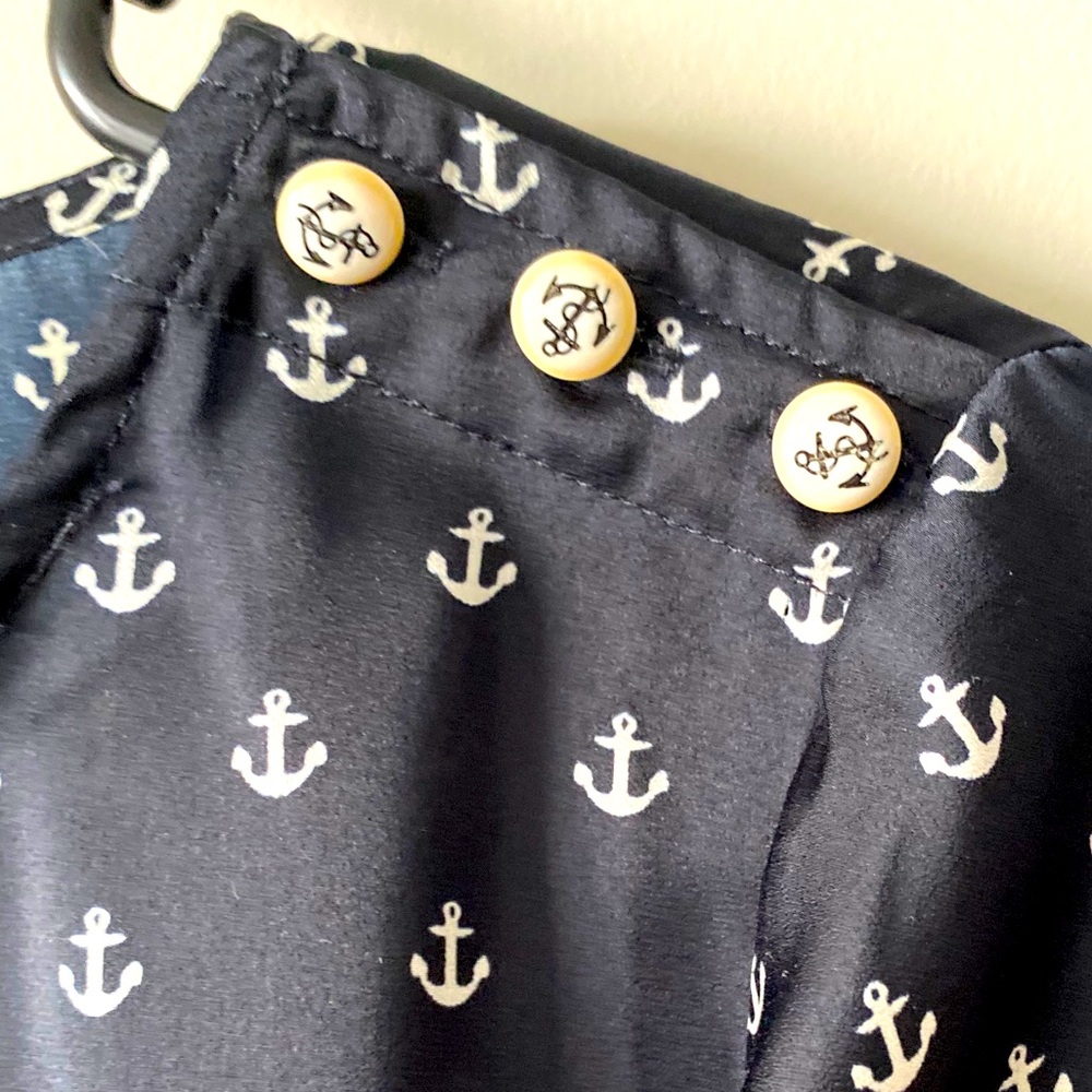 Cynthia Rowley Nautical Anchor Print Blouse XS - Picture 4 of 6